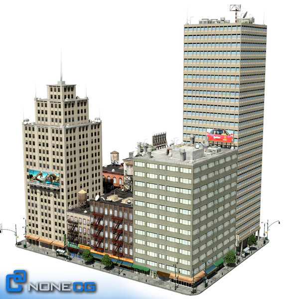 new york city block 3d max - NYC Block Set 4... by NONECG